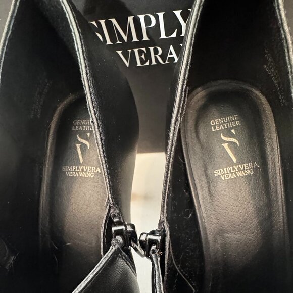 Simply Vera Genuine Leather Memory Foam Sock Black Women's Booties - Size 7 - Picture 6 of 7